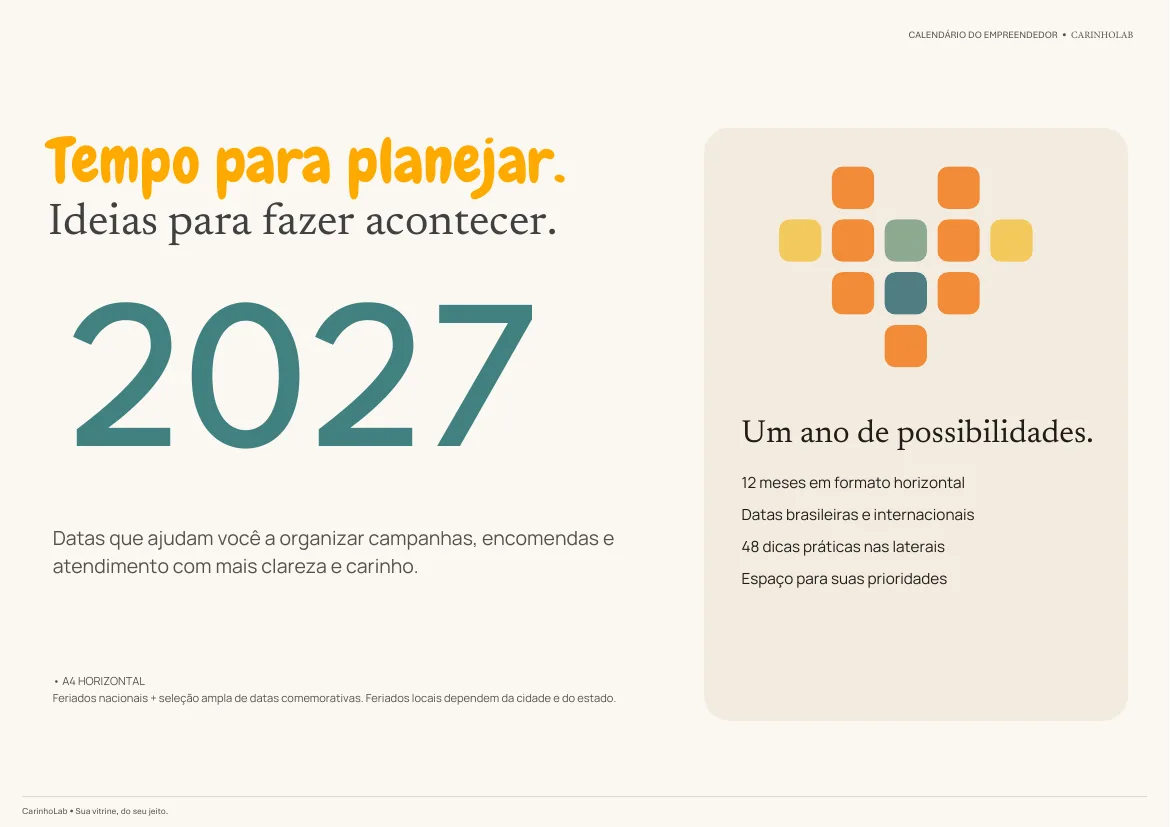 Calendário do Empreendedor 2027